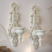 Resim 2 Adet, Vintage Kabartmalı Duvara Monte Mumluklar, Siyah Beyaz Demir İşçiliği Klasik Avrupa Tarzı Duvar Dekoru Candela, Siyah ve Beyaz Demir Mum Plakası, Oda Duvar Süsü, Ev Düğün Dekorasyonu, Noel İçin En İyi, Şükran Günü İçin Mükemmel 