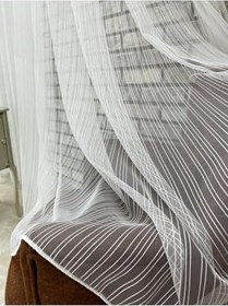 Resim Armür Çizgili Tül Perde 1/3 Sık Pile - Ekstraforlu 
