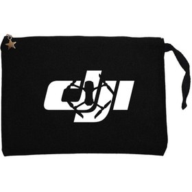 Resim Dji Logo Silüet Siyah Clutch Astarlı Cüzdan / El Çantası - Siyah 
