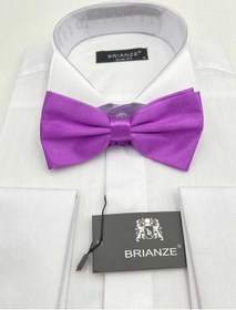 Resim Brianze Koyu Lila Düz Renk Saten Papyon Lila 