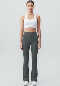 Resim TOMMY LIFE TOMMYLIFE Siyah Esnek Yüksek Bel Spor Performans İspanyol Paça Tayt, T19BY-94686 