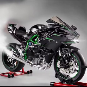 Resim SCOWETTO Kawasaki H2r 1:6 Ölçek Motor Maket - Isikli Sesli Egzoz Dumanli 