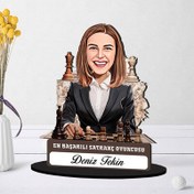 Resim Kişiye Özel Kadın Satranç Oyuncusuna Hediye Karikatürlü Biblo 