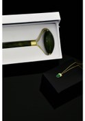 Resim Papatya Silver 925 Ayar Gümüş Gold Kaplama Yeşim Taşlı Ananas Kolye Yeşim Taşı Çift Taraflı Yüz Masaj Aleti Hediye 