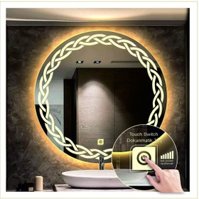 Resim GLOBAL LED MIRROR 90 Cm Günışığı Ledli Tasarım Kumlamalı Dokunmatik Tuşlu Banyo Aynası Makyaj Aynası Işıklı Ayna 