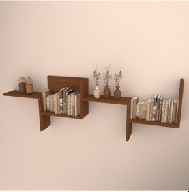 Resim Rafkestir Siena Duvar Raf Seti Hareli Ceviz (Mat) 