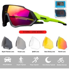 Resim Schulzz Kapvoe Wind Değişebilir 5 Lens Mtb Polarize Bisiklet Spor Dağ Kayak Gözlüğü 