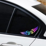 Resim Motorlar ve arabalar için canlı angel wing desenli vinil etiketler - Renkli, su geçirmez, vinil etiketler - Penciller, kuyruklukutular ve ayna için kolayca uygulanabilir, kendinden yapışkanlı ve solmaya dayanıklı, motosiklet etiketleri 