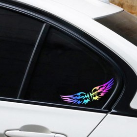 Resim Motorlar ve arabalar için canlı angel wing desenli vinil etiketler - Renkli, su geçirmez, vinil etiketler - Penciller, kuyruklukutular ve ayna için kolayca uygulanabilir, kendinden yapışkanlı ve solmaya dayanıklı, motosiklet etiketleri 