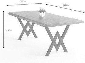 Resim Doğal Ağaç Masif Kütük Masa Yemek Masası (Metal Ayak) 75cm x 145cm 