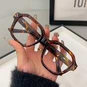 Resim 1 adet Uniseks Vintage Leopar Çerçeve Moda Gözlükleri - Geniş Tam Çerçeve Tasarımı, Şeffaf PC Lensler, İş veya Günlük Kullanım için Moda Aksesuarları 