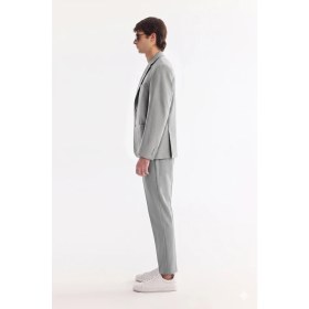 Resim AVVA Erkek Gri Mono Yaka Kapaklı Çift Yırtmaç Astarsız Comfort Fit Ceket A61Y4009 