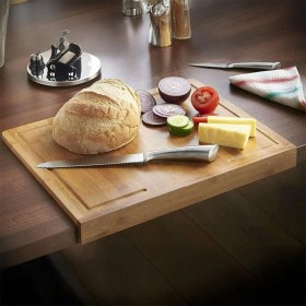 Resim Dora Shopping Tezgah Üstü Bambu Kesme Tahtası, Kaymaz Ekmek Tahtası, Kenarlı Kesme Tepsisi Orta Boy (35CM*25CM) - 