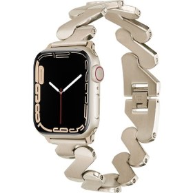 Resim Teknodur Watch 7 41mm Kordon Uyumlu Krd-80 Metal Strap Kayış Clo- Starlight 