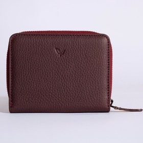 Resim Vera - Kadın Bordo Zip Around Hakiki Deri Cüzdan 