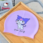 Resim 1 adet Sanrio Sevimli Karikatür Silikon Yüzme Bonesi - Y2K Kawaii Tarzı, Mor Renkli My Melody Tasarımı, Uzun Saç ve Kulak Koruma, Güneşten Koruyucu Dış Mekan Ekipmanı, Doğum Günleri veya Noel Hediyeleri için Mükemmel 