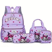 Resim Fochsia Purple Kulomi Sırt Çantası Kalemlik Omuz Çantası Cüzdan Seti Dayanıklı Nylon Okul Seyahat Hediye Mor Kulomi 