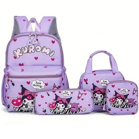 Resim Fochsia Purple Kulomi Sırt Çantası Kalemlik Omuz Çantası Cüzdan Seti Dayanıklı Nylon Okul Seyahat Hediye Mor Kulomi 