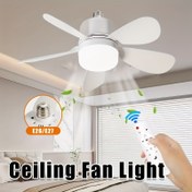 Resim 1 Adet Modern Tavan Vantilatörü Işığı Uzaktan Kumandalı - Ayarlanabilir 3 Hızlı Sessiz E26/E27 Vidalı Fan, Yatak Odası, Oturma Odası, Mutfak ve Yemek Odası için 3 Renkli Karartma - Tüm Sezon Ev Aydınlatması, Dayanıklı Plastik Izgara 