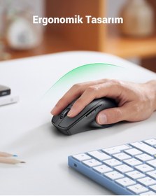 Resim Ugreen Ergonomik Sessiz Çift Modlu Bluetooth & Wireless Kablosuz Mouse, Siyah, 90395 - 