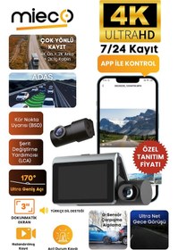 Resim Mieco X18 Wifi /4k Uhd/ 170 Ultra Geniş Açı/ Adas/ G-sensör / 3 Kameralı Araç Kamerası 