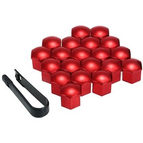 Resim Maiyame 21mm Universal Abs Lastik Somun Kapakları, Kırmızı-mavi-gümüş Seçenekli, 20 Adet + Çıkarma Aracı 