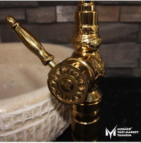 Resim Altın İşlemeli Çanak Lavabo Bataryası 