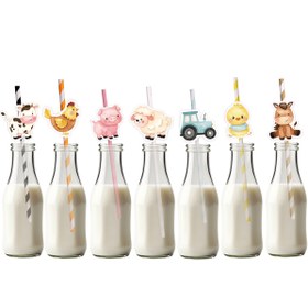 Resim 14 adet Çiftlik Hayvanı Kağıt Pipet - Sığır, Domuz, Koyun, Traktör, Ördek, Tavşan, Keçi, At, Eşek, Camel, Zürafa, Zebra, Aslan, Kaplan, Ayı, Panda, Baykuş, Penguen, Penguen Tasarımları ile Doğum Günü Partisi Süslemeleri, DIY Hediyeler ve Temalı Etkinlikler, Doğum Günü Partisi Süslemeleri | Canlı Tasarım | Dayanıklı Kağıt Pipet, Çiftlik Partisi Süslemeleri, Etkinlik Mutfak Eşyaları, Canlı Parti Malzemeleri, El Yapımı Görünüm, Hafif Malzeme, Hayvanstraw Tasarımı, Çiftler Partisi Süslemeleri, Bday 