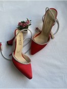 Resim Gamze Shoes Kırmızı Renk Saten Bilekten Bağlama 