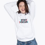 Resim Kadına Özel Stay Focus Tasarımlı Kapşonlu Sweatshirt 