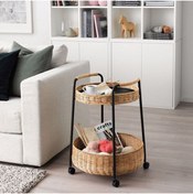 Resim IKEA Lubban Tekerlekli Yan Sehpa, Rattan-antrasit 