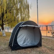 Resim Tek Parça Bisiklet Depolama Çadırı, Taşınabilir Açık Hava Bisiklet Kulübesi, UV Koruma, Fiberglas Çerçeve, 210D Oxford Bez, PU4000, 2-3 Bisikletler, Motosikletler, Bahçe Aletleri ve Çim Biçme Makineleri için Uygun 