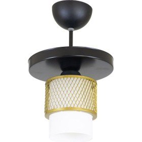 Resim Üçlü Beyaz Cam Kafes Model Modern Plafonyer Avize E 