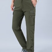 Resim Erkekler için çok cepli, hafif ve hızlı kuruyan kargo pantolonu - Dayanıklı polyester, dış mekan etkinlikleri ve rahat giyim için ideal 