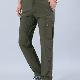 Resim Erkekler için çok cepli, hafif ve hızlı kuruyan kargo pantolonu - Dayanıklı polyester, dış mekan etkinlikleri ve rahat giyim için ideal 