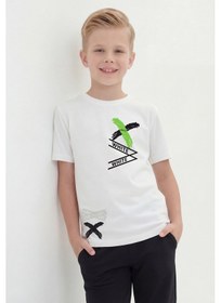 Resim Panios Kids 3'lü White Yazı Baskılı Yuvarlak Yaka Kısa Kollu Erkek Çocuk Yazlık Tişört Beyaz - Kırmızı 