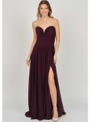 Resim Şeref Vural Kadın Straplez Uzun Abiye Elbise 5437021 Mürdüm 