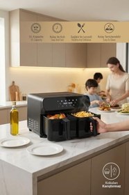 Resim Sinbo SCO-5062 XXL Dual Zone Air Fryer 9 Litre – Çift Hazneli, Dijital, Yağsız Fritöz 