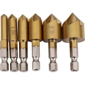 Resim VintageVo 6 x 5 Flüt 90 Degree 1/4inch Hex Hss Counterk Matkap Bit Seti Pah Kesici 6-19 (Yurt Dışından) 