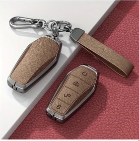 Resim Honeybeeshop Byd Atto 3 Han Ev Dolphin Deniz Leoparı İçin 4 Düğmeli Uzaktan Kumanda Kılıfı Kahverengi Anahtar Koruma Kapak 