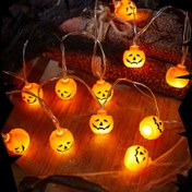 Resim 1 Adet LED Balkabağı Işıklı Zincir - 1.5m 10LED/3m 20LED Sıcak Sarı Halloween Dekorasyonu, Ürkütücü Dış Mekan ve İç Mekan Aydınlatması, Cadı Evi, Bahçe için Pil ile Çalışan (Piller Dahil Değildir), Şenlikli Ortam Aydınlatma, Temalı Aydınlatma, Taşınabilir Işık 