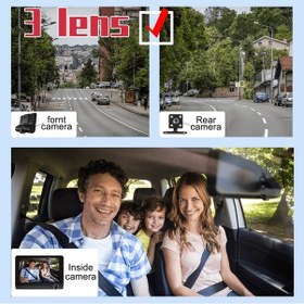 Resim Araç Içi Kamera 3 Kameralı Yol + Araç Içi+ Arka Hd Video Kayıt Mikrofonlu Türkçe C-657 