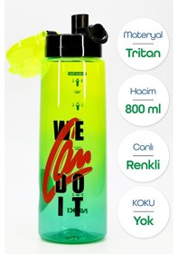 Resim Su Matarası Tritan Geniş Ağız Su Şişesi Grafiti Spor Matarası Suluğu Bpasız 800 Ml Yeşil 0104 