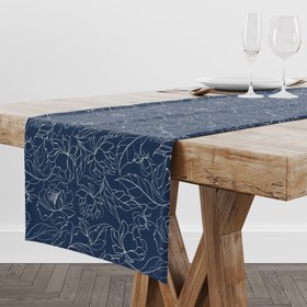 Resim Drawing Garden Navyblue Runner Örtü 