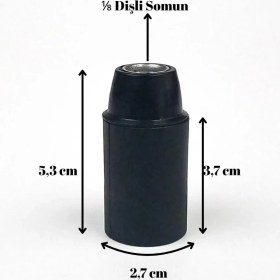 Resim Dekoratif Plastik E-14 Düz Duy Siyah (2 Adet) 