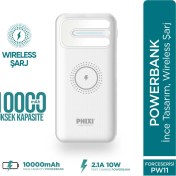 Resim Phixi Basic PW11 10000mAh 10W Kablosuz Şarj Cihazı - Wireless Powerbank - 2 USB Port - LED Gösterge - Taşınabilir Şarj Cihazı 