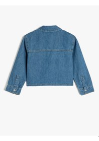 Resim Koton Pamuklu Kısa Kollu Crop Denim Ceket Orta İndigo 5skg20016ad İndigo 