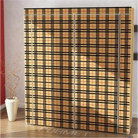 Resim Çift Yandan Raflı Renkli Plastik Profilli Bez Dolap, Pratik ve Şık Depolama Çözümü 