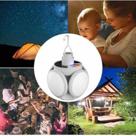 Resim Lvsqvr Katlanabilir Askılı Kamp Lambası 5 Kanatlı Pratik Güneş Enerjili 