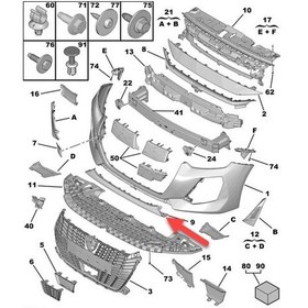 Resim Peugeot 208 2024-2025 Ön Tampon Alt Orta Parça Sıyah Tw Oem No 98557770xt 